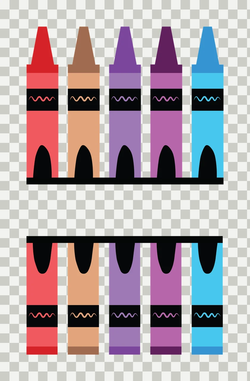 Crayons With Five And Split Bar zigzag line colors transparency and detail preview thumbnail