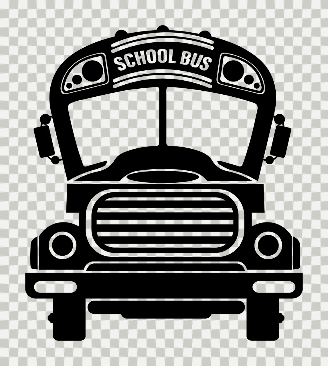 School Bus Front View Silhouette transparency and detail preview thumbnail