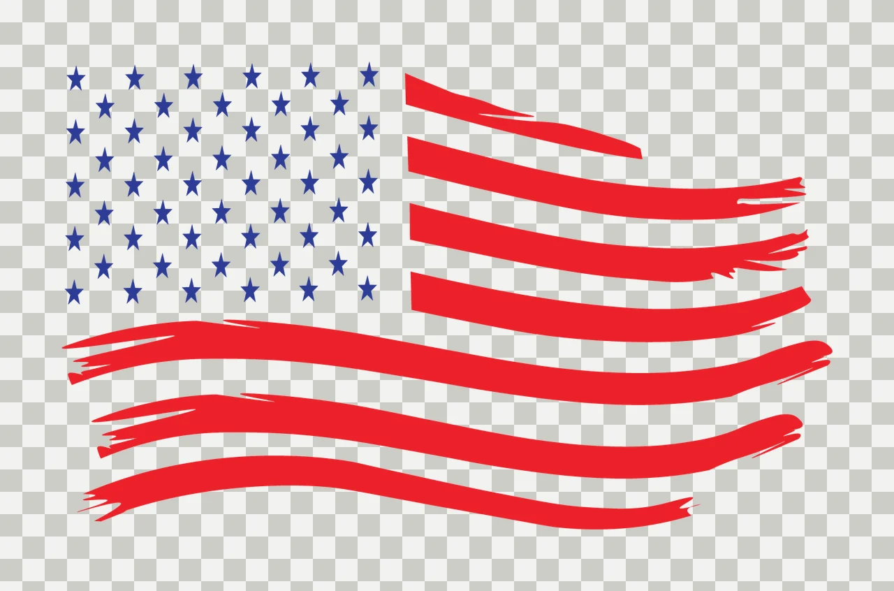 Flag American With Horizontal Brush Strokes Flowing stars stripes transparency and detail preview thumbnail