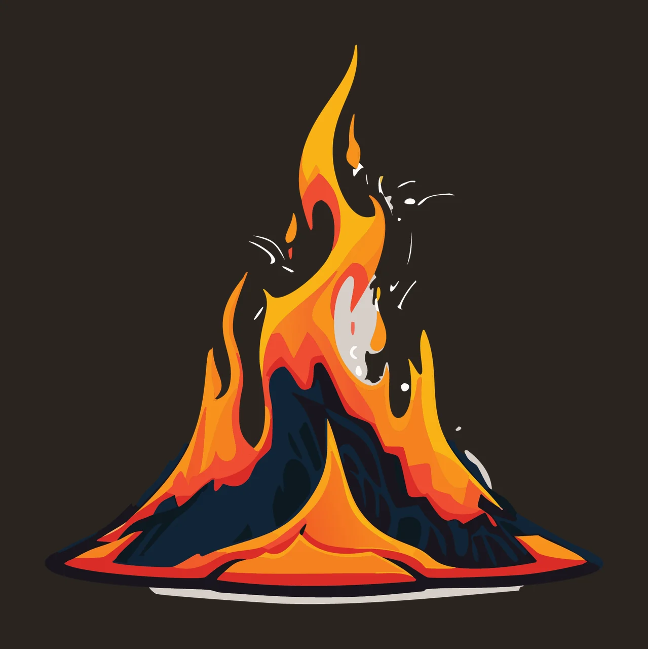 Black Flame Rising From Ground Silhouette white minimalist contrast preview thumbnail
