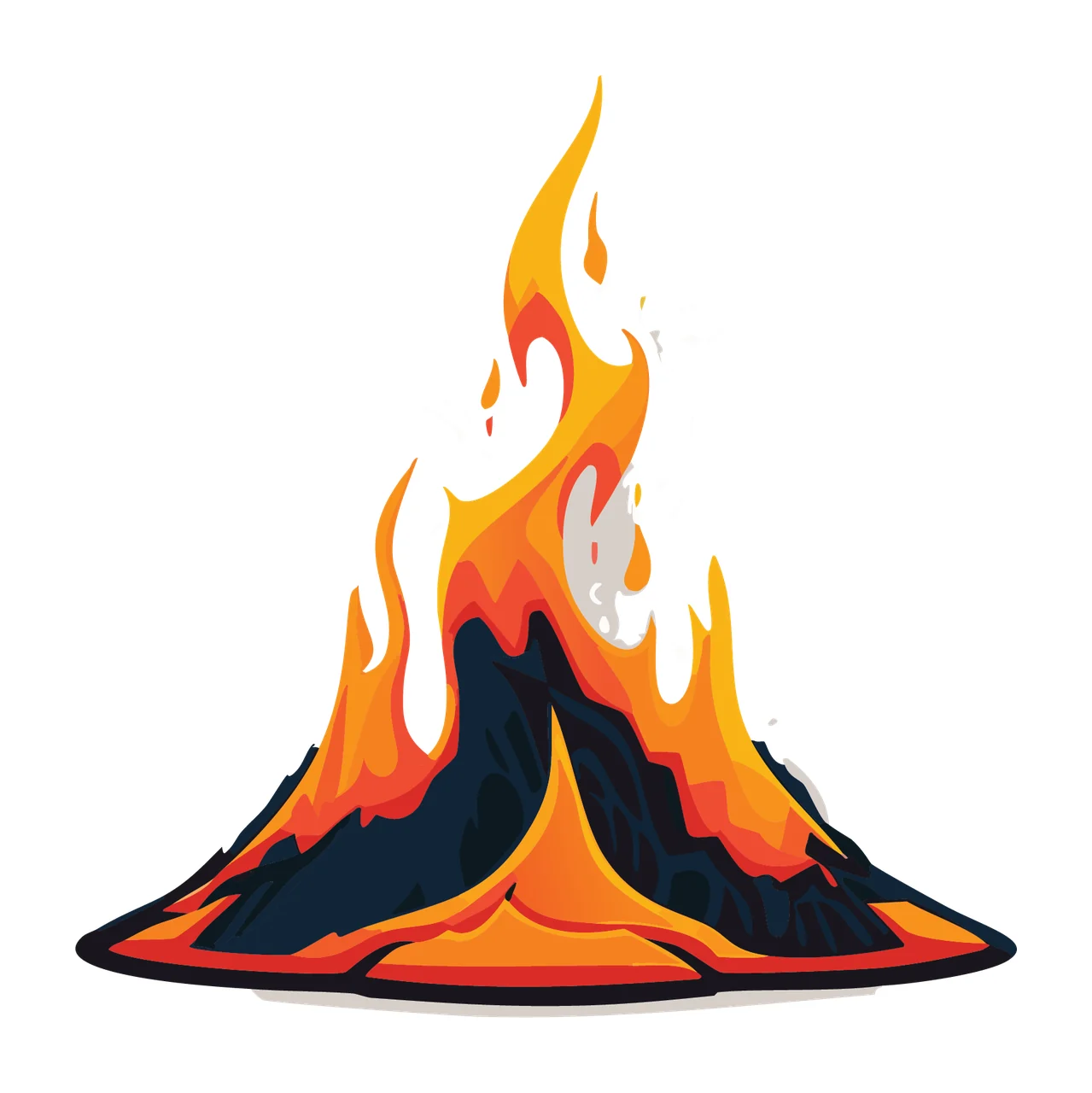 Black Flame Rising From Ground Silhouette white minimalist