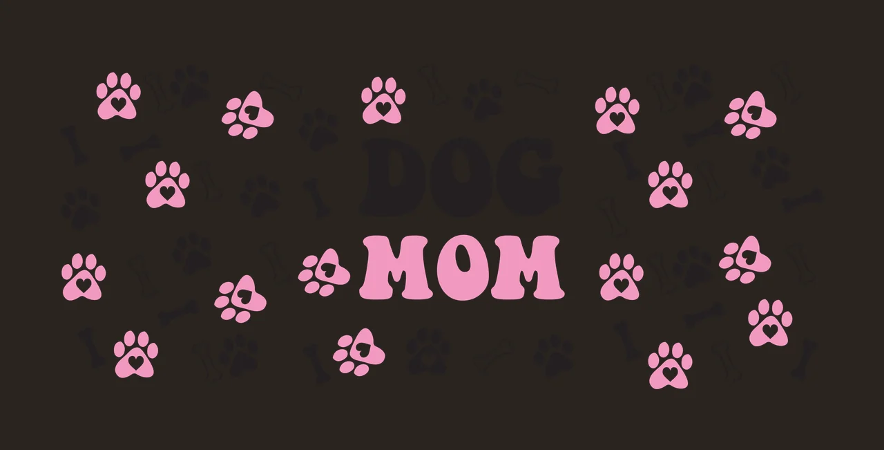 Can Glass Wrap Dog Mom Text With Paw prints print bone heart contrast preview thumbnail