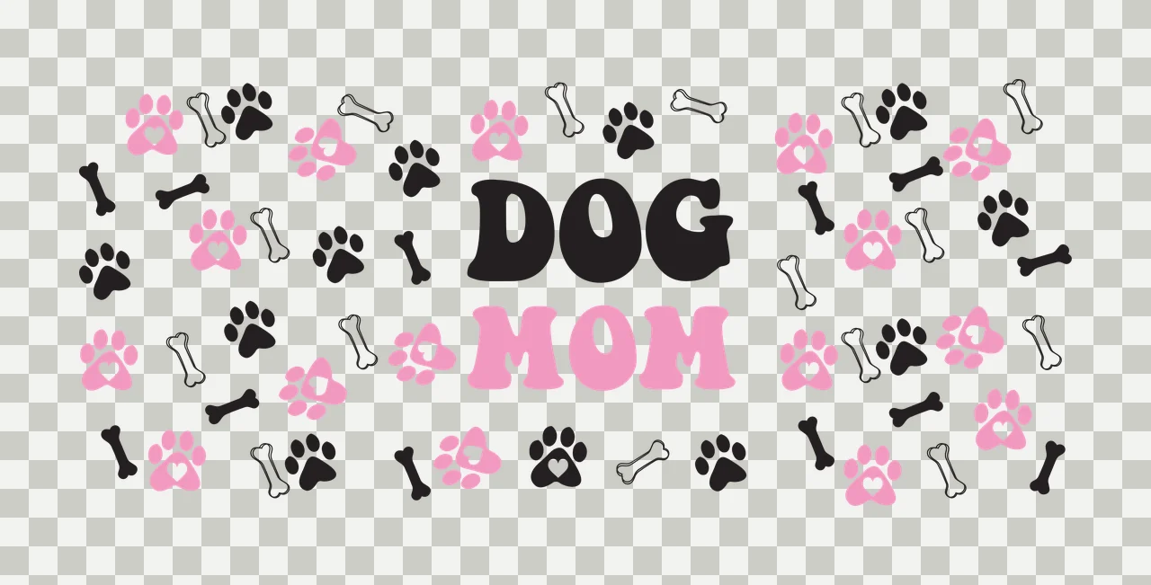 Can Glass Wrap Dog Mom Text With Paw prints print bone heart transparency and detail preview thumbnail