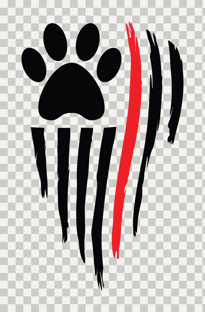 Paw Animal Print Over Vertical Distressed Brush Stroke lines transparency and detail preview thumbnail