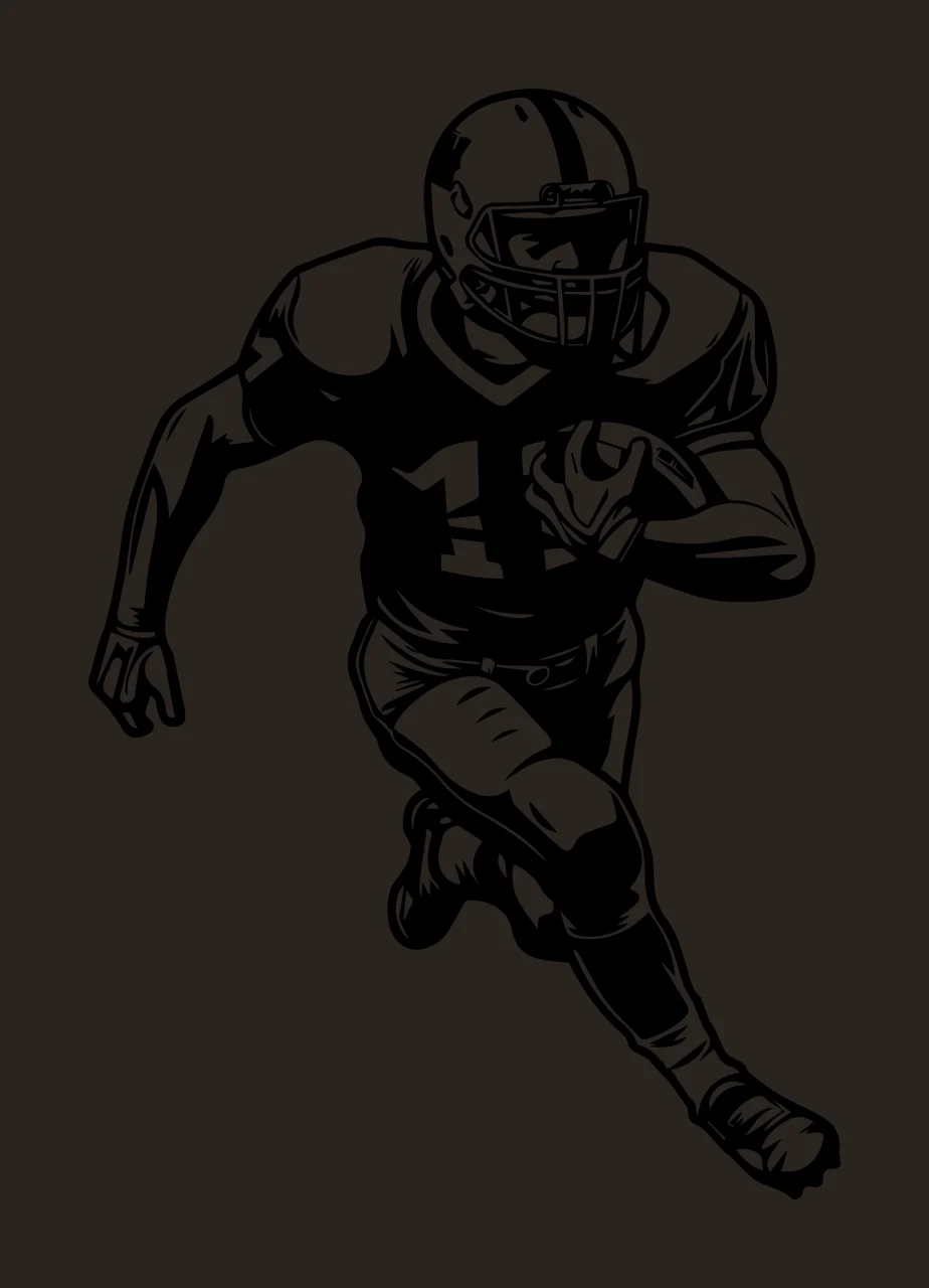 Football Player 11 Running With Ball helmet jersey black white contrast preview thumbnail