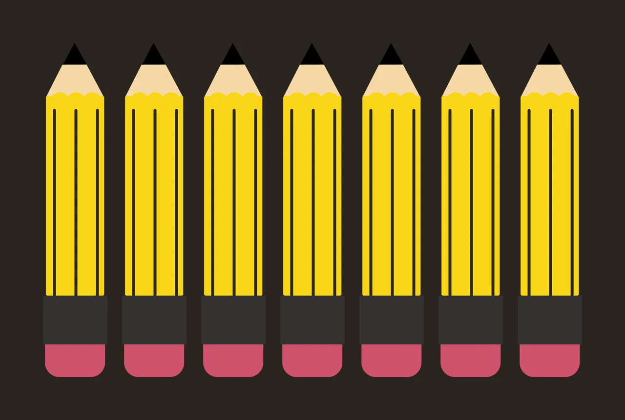 Seven Identical Yellow Pencils Row contrast preview thumbnail