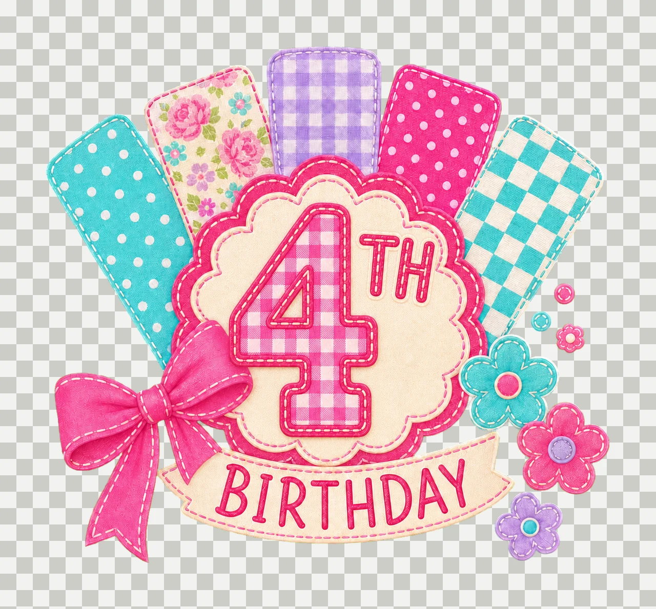Preppy Patchwork Birthday sublimation instant Variation C transparency and detail preview thumbnail