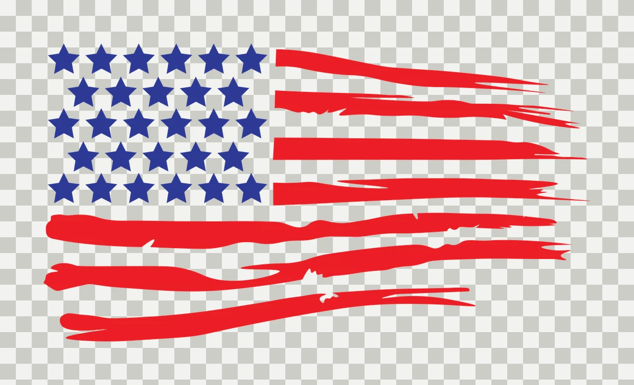 Flag Grunge Style American Silhouette waving stars stripes transparency and detail preview thumbnail