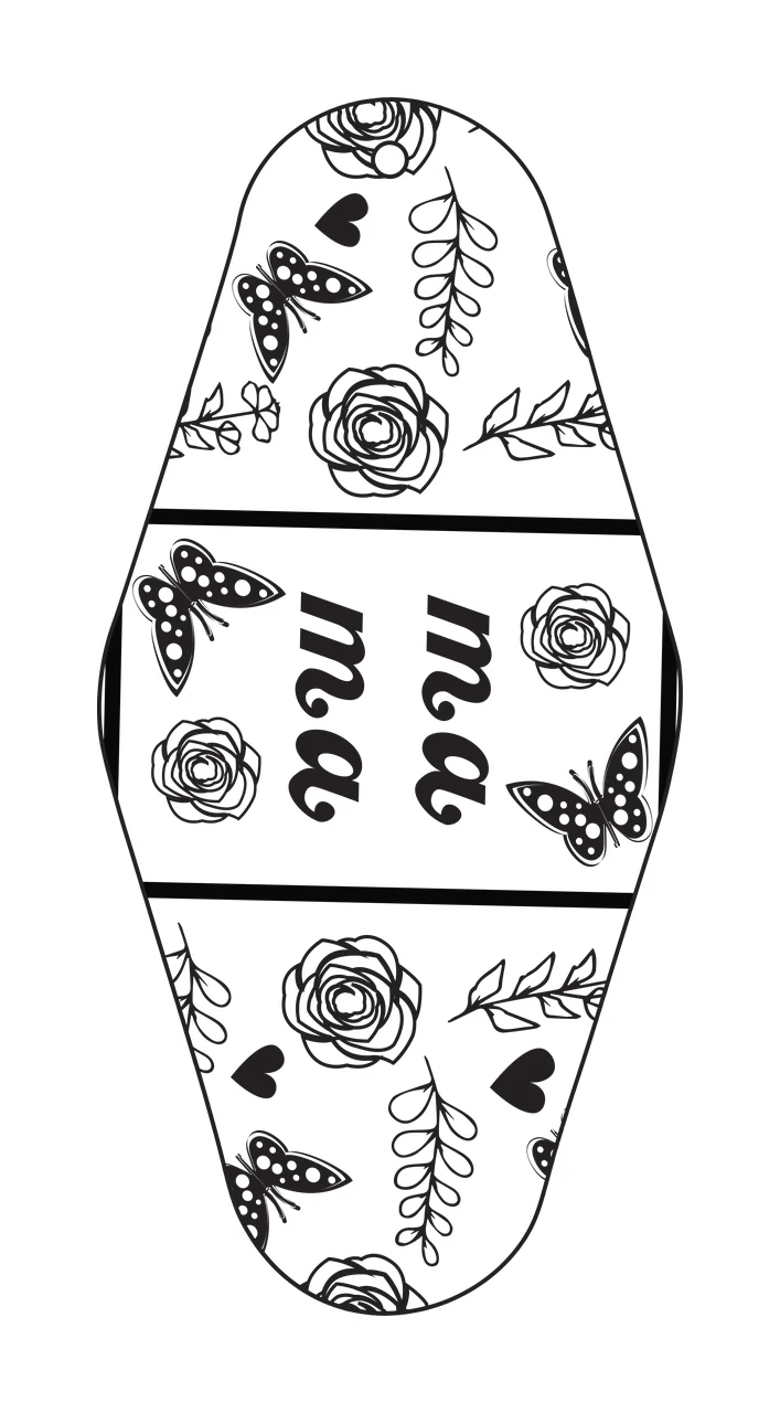 Classic Motel Keychain Mama Oval Decorative Floral Butterfly and roses