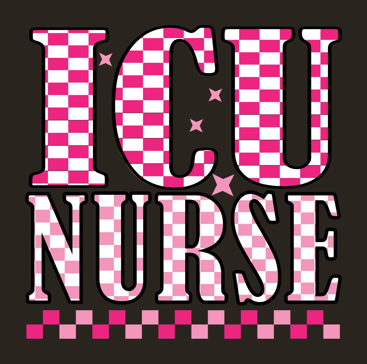 Icu Nurse Text Grid Graphic stars checkered pattern black white contrast preview thumbnail