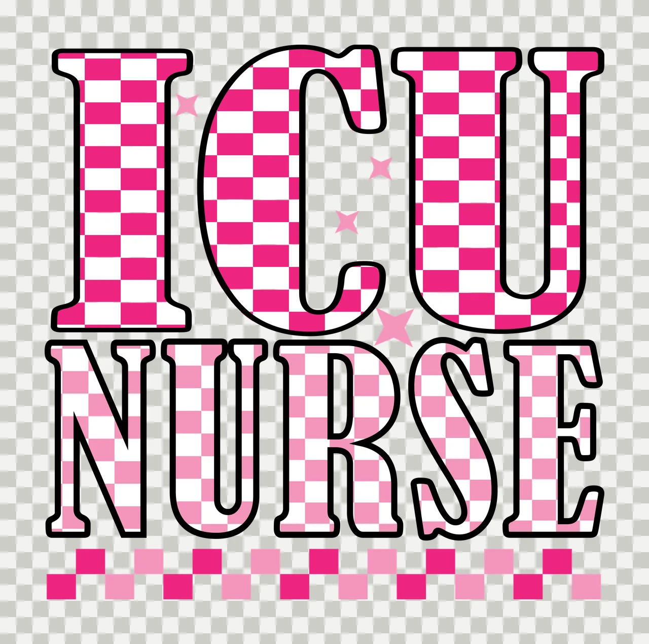Icu Nurse Text Grid Graphic stars checkered pattern black white transparency and detail preview thumbnail