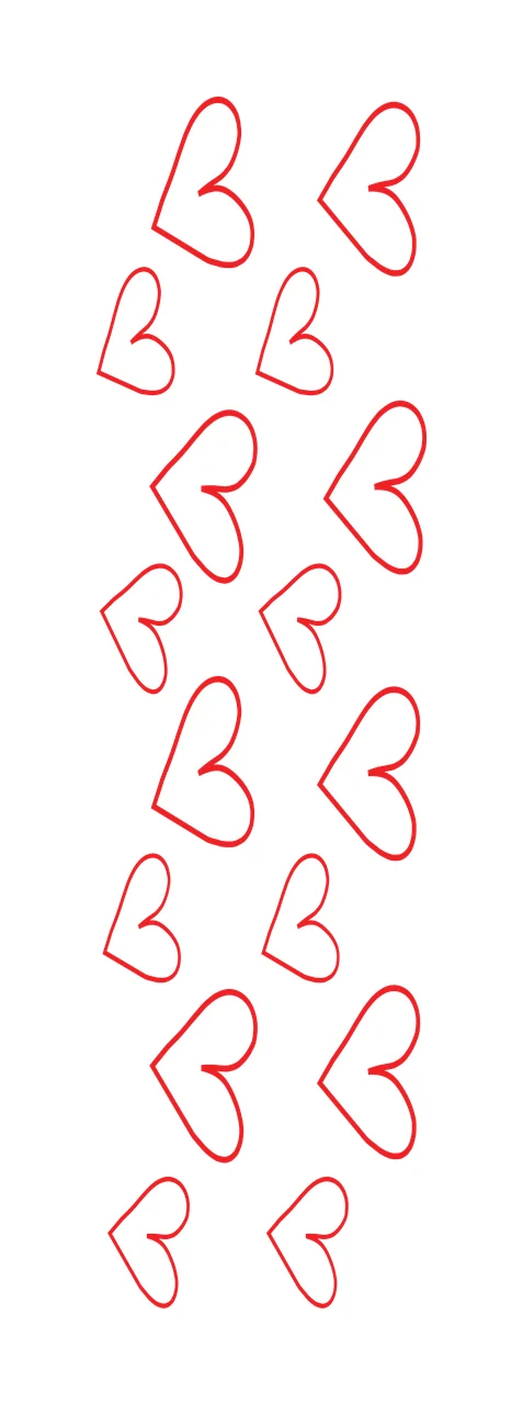 Vertical Repeating Heart Shape Pattern curves line art black
