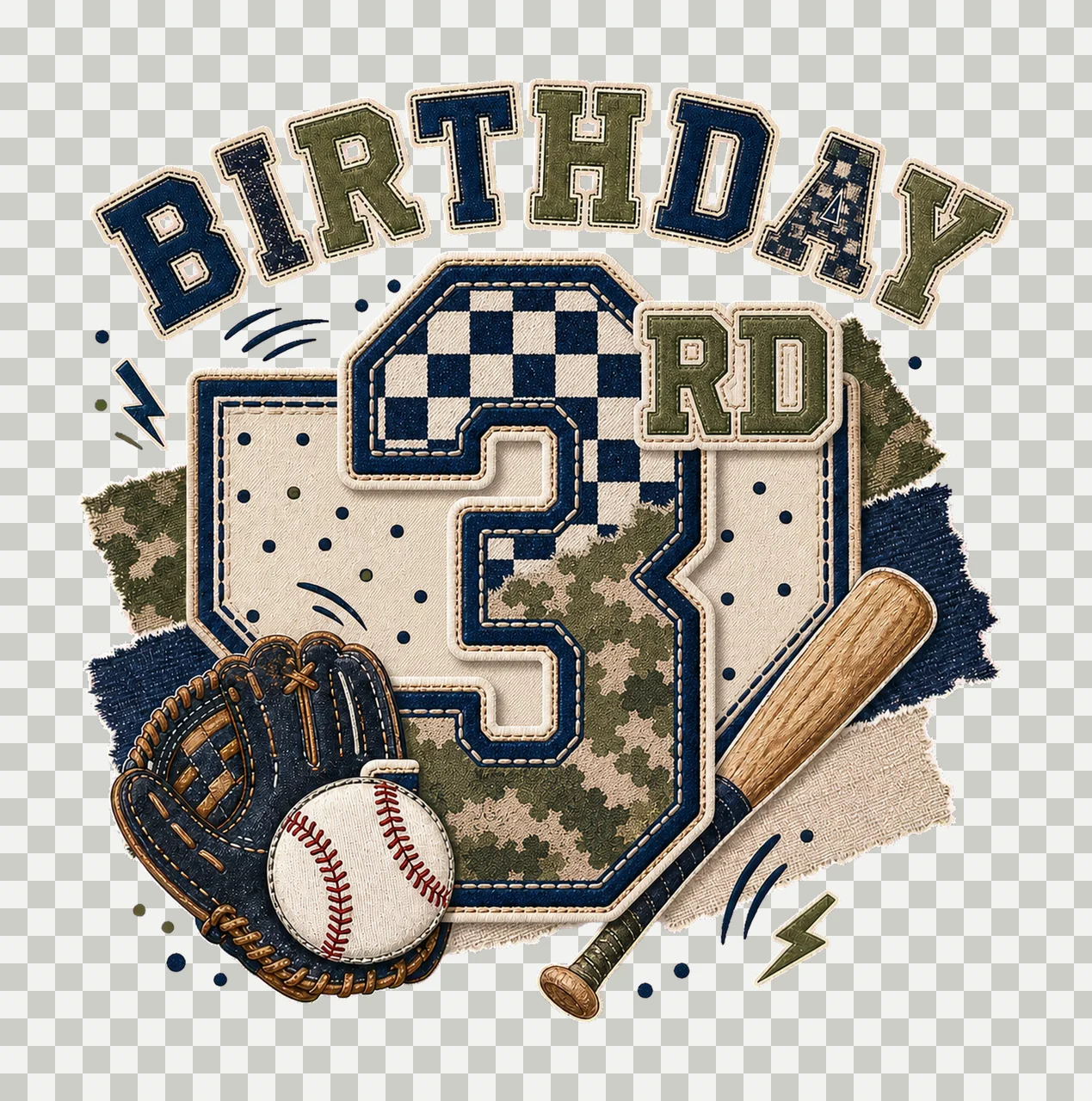 Star Camo Baseball Birthday sublimation instant Variation C transparency and detail preview thumbnail