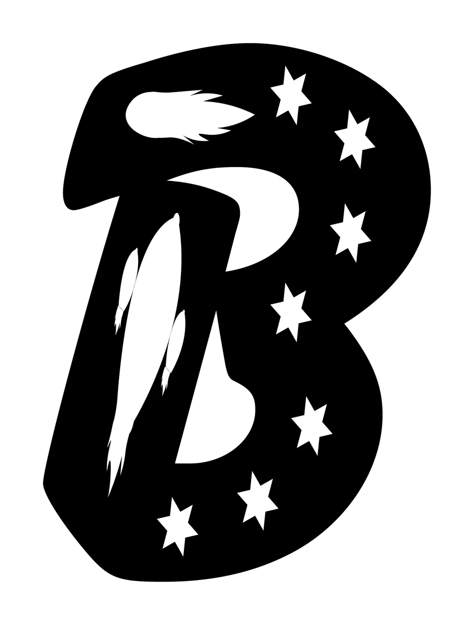 B Letter Silhouette With Stars