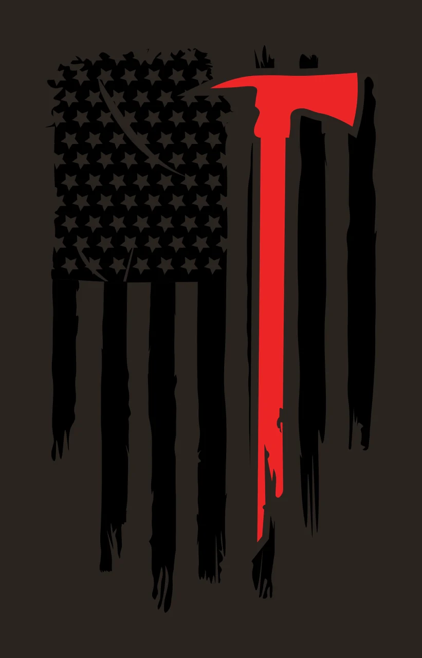 Flag American Firefighter Axe Graphic with stars stripes distressed contrast preview thumbnail