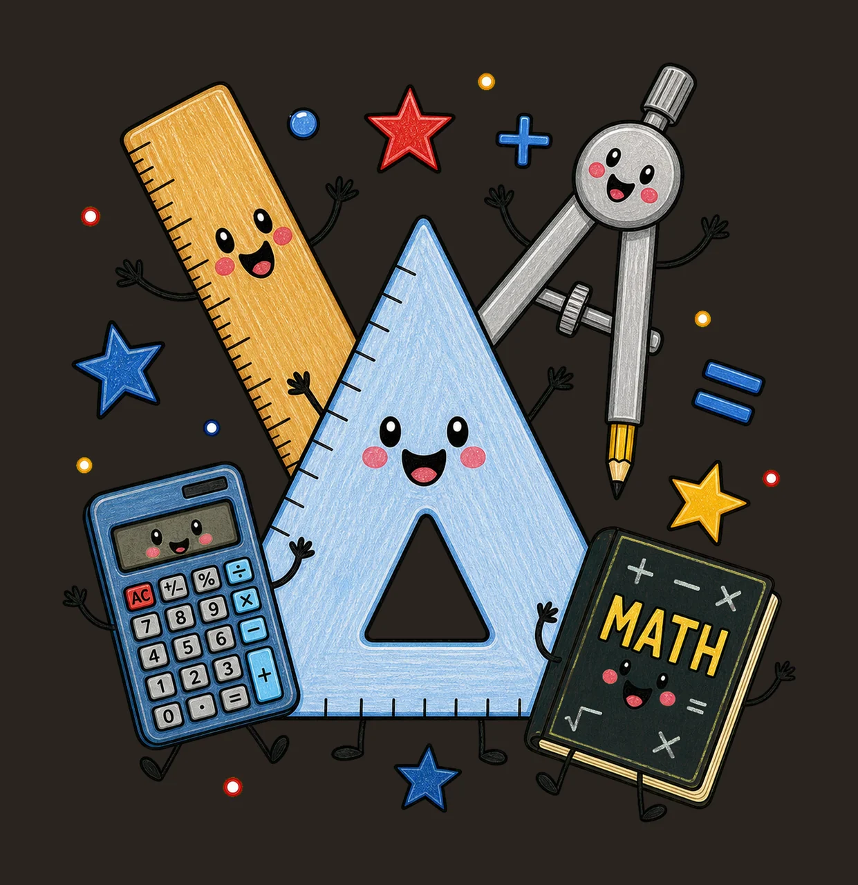 Math Teacher Doodle Characters Geometry Teacher Variation F contrast preview thumbnail