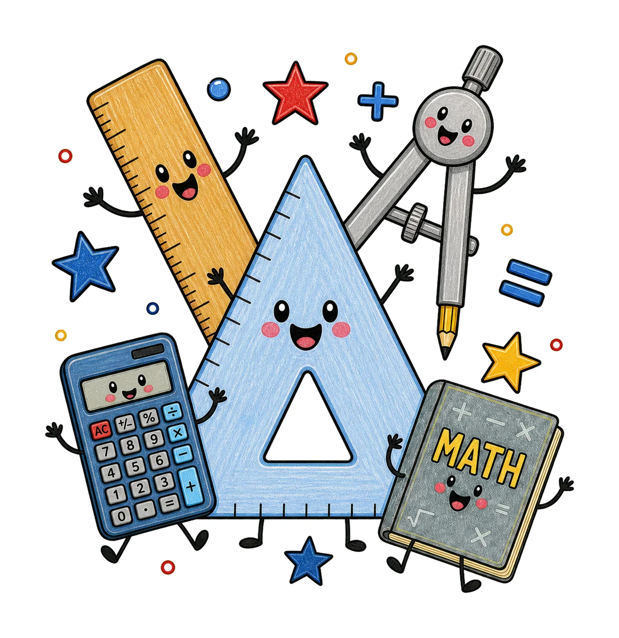Math Teacher Doodle Characters Geometry Teacher Variation F