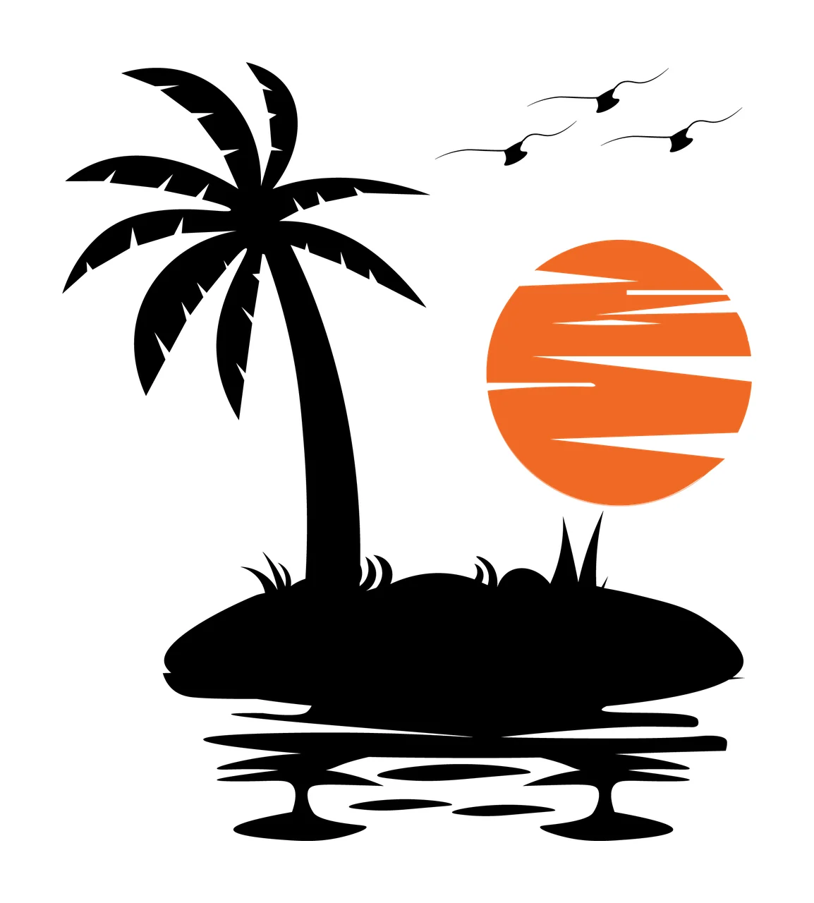 Palm Tree Island Sunset Silhouette landscape Setting scene