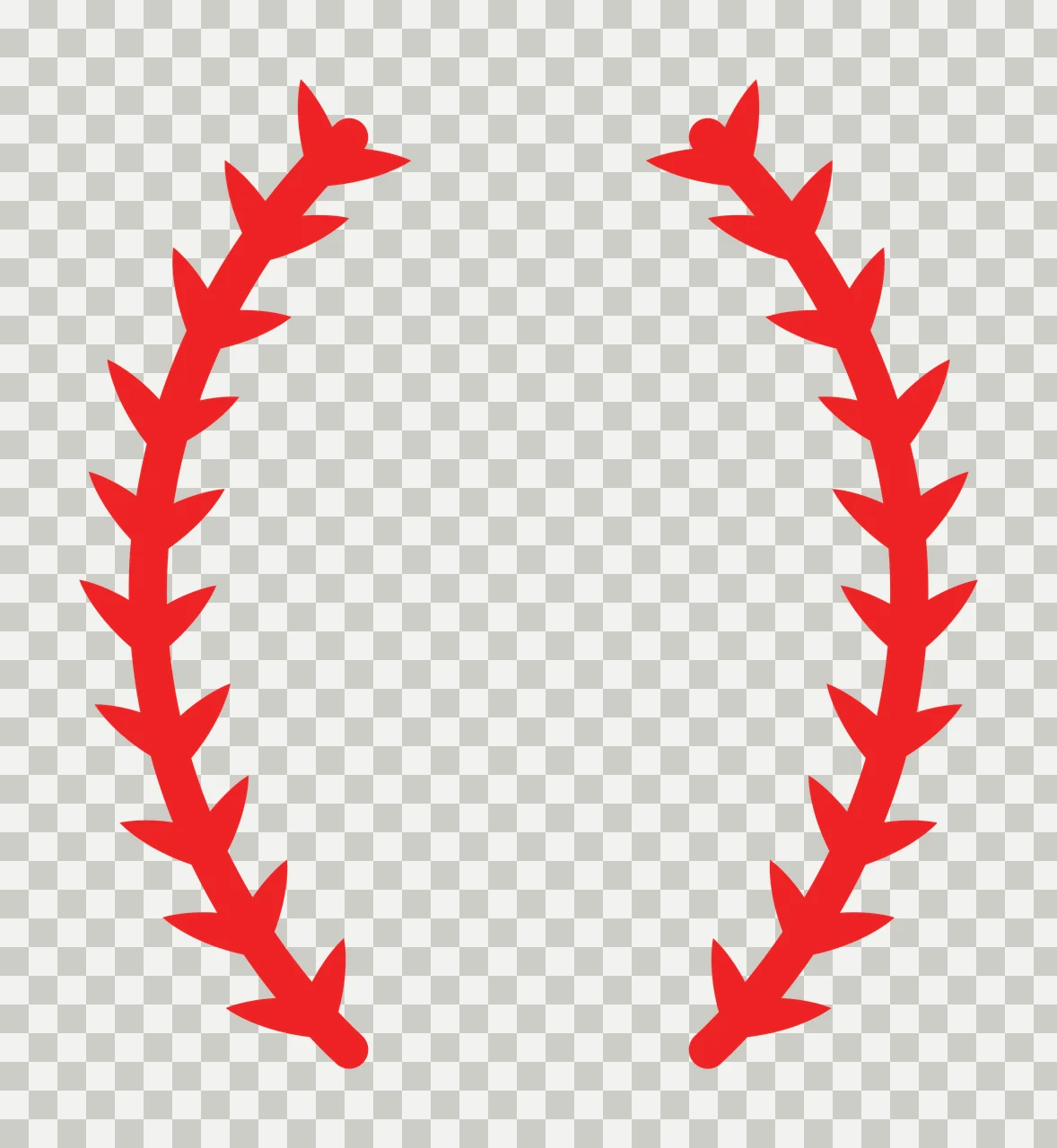 Symmetrical Laurel Wreath Foliage Stems In Black Silhouette white transparency and detail preview thumbnail
