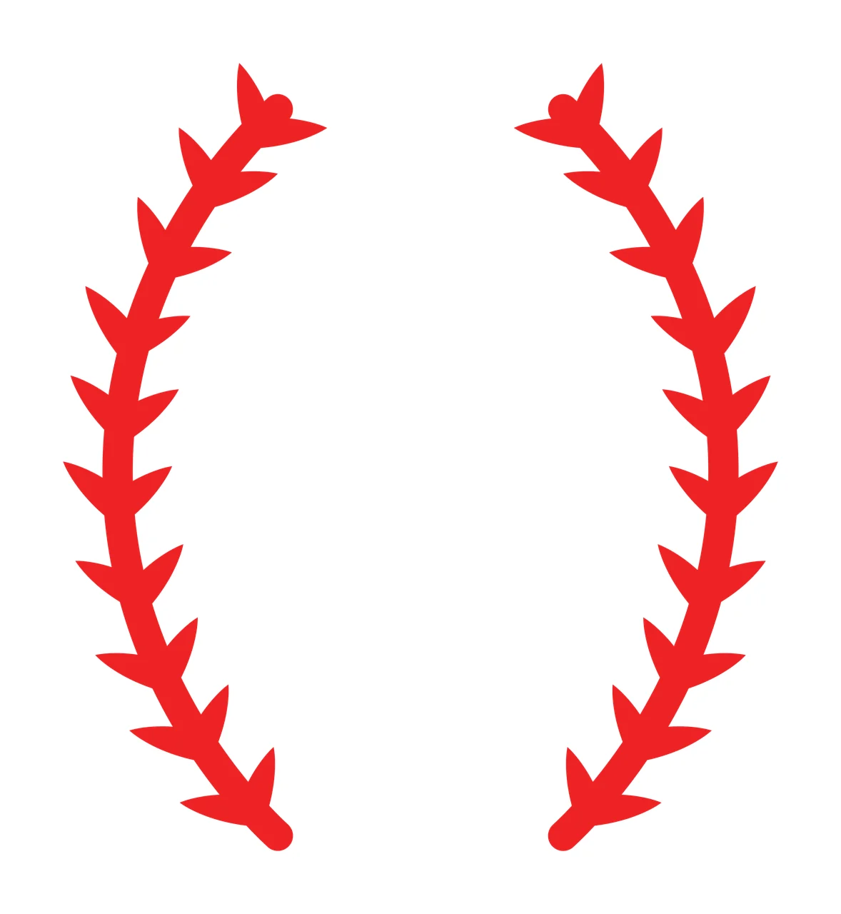 Symmetrical Laurel Wreath Foliage Stems In Black Silhouette white