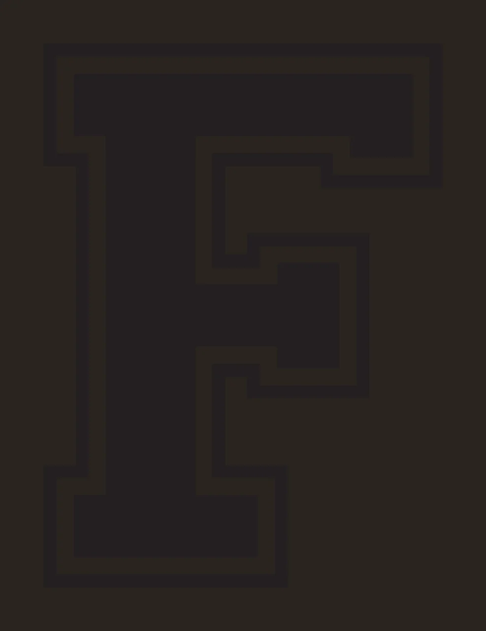 F Letter Design with capital letter F, block serif font, double outline and black fill in white contrast preview thumbnail