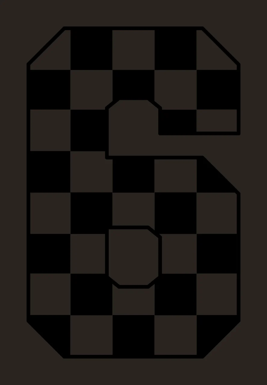 6 Checkerboard Patterned Number Six Icon On White squares border contrast preview thumbnail