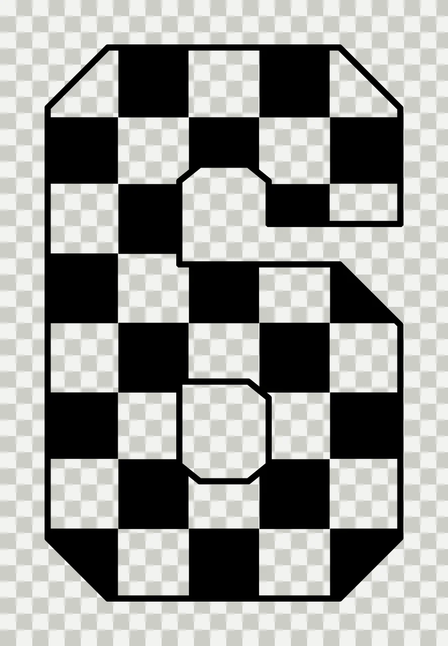6 Checkerboard Patterned Number Six Icon On White squares border transparency and detail preview thumbnail
