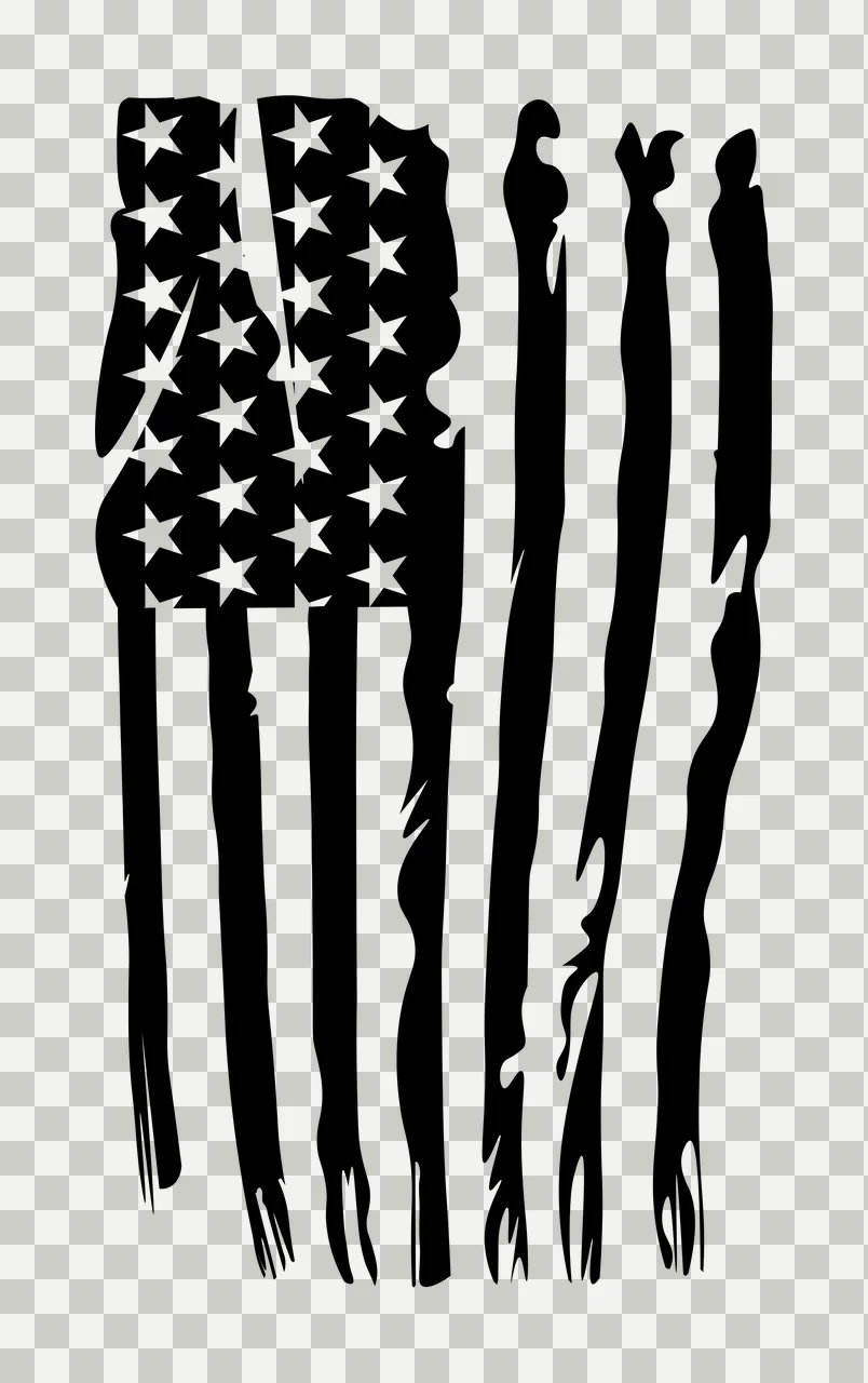 Black Flag Vertical With Ragged Frayed Stripes stars distressed transparency and detail preview thumbnail