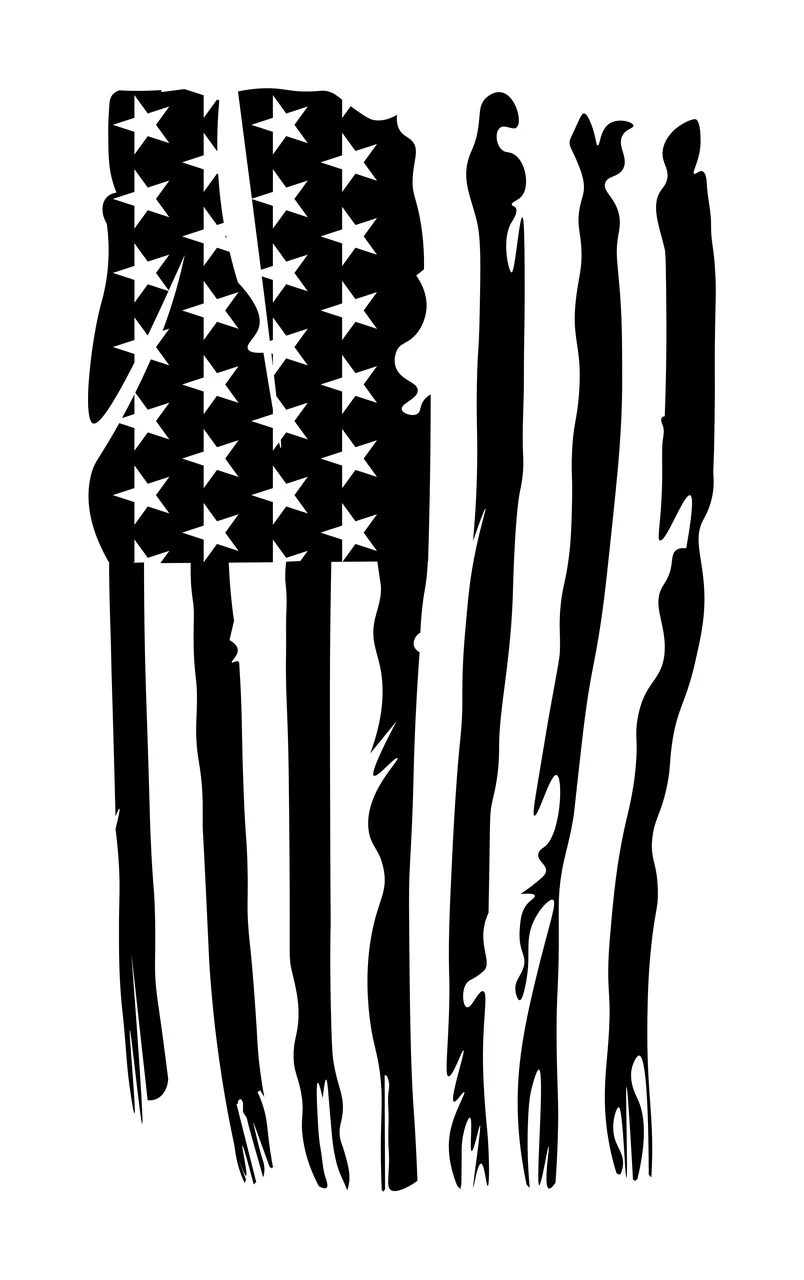 Black Flag Vertical With Ragged Frayed Stripes stars distressed
