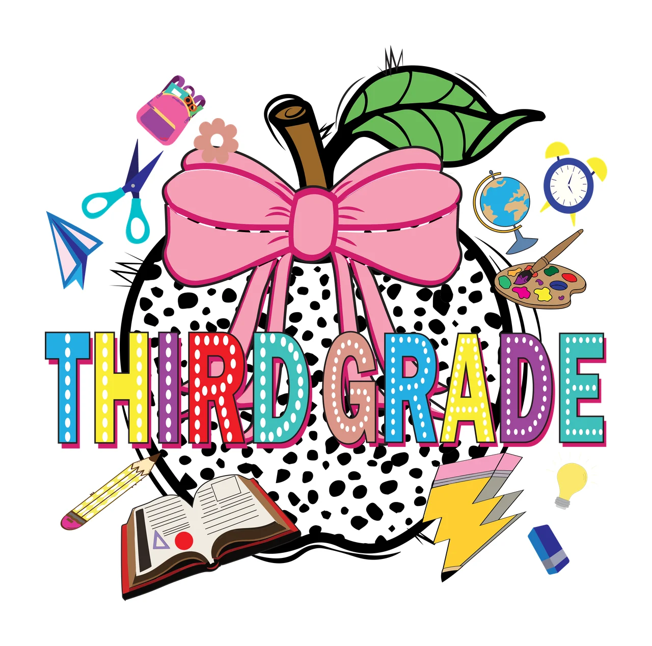 Apple Grade Third Grade And School Items listing scissors book
