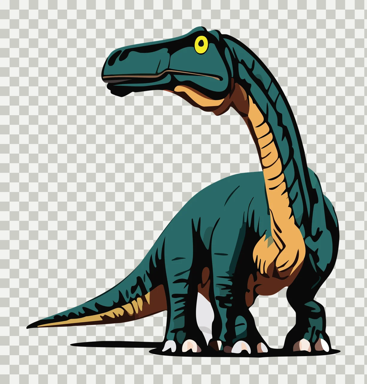 Dinosaur Long Neck Black Silhouette standing tail plain prehistoric transparency and detail preview thumbnail