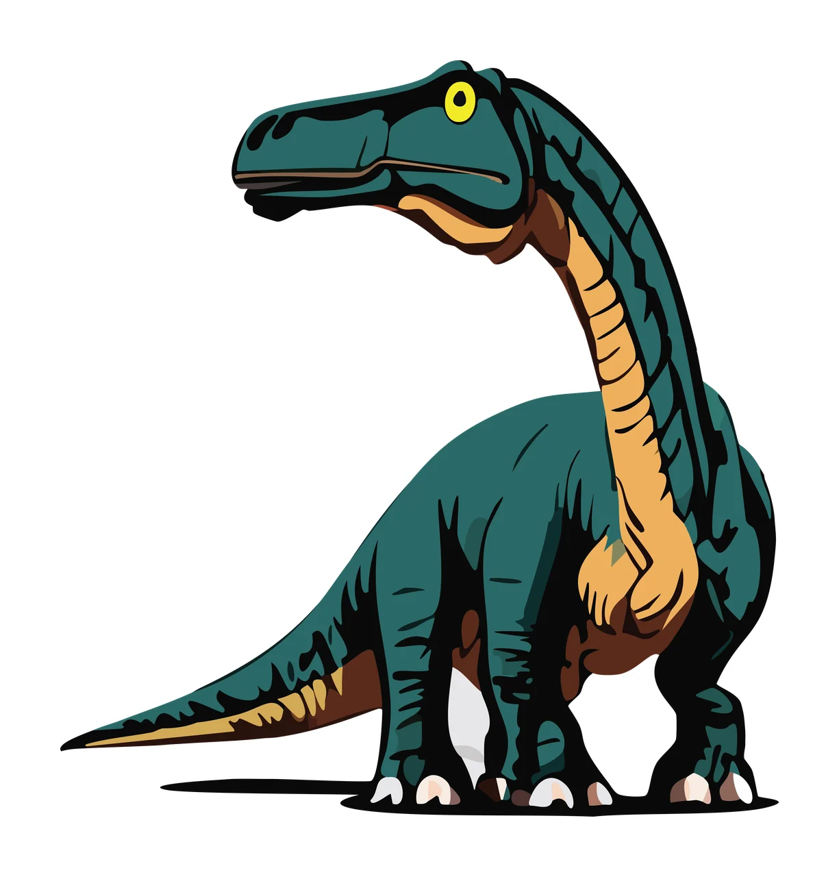 Dinosaur Long Neck Black Silhouette standing tail plain prehistoric