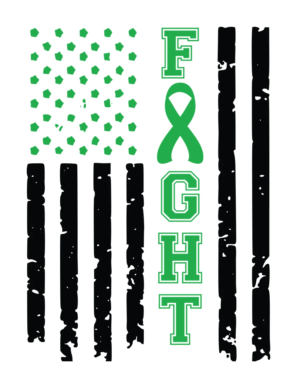 Fight Ribbon American Flag Graphic stars stripes distressed