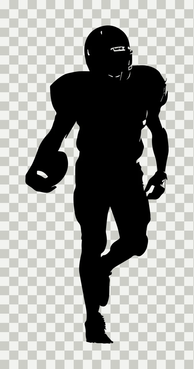 Football Player American Silhouette Holding A In Motion black transparency and detail preview thumbnail