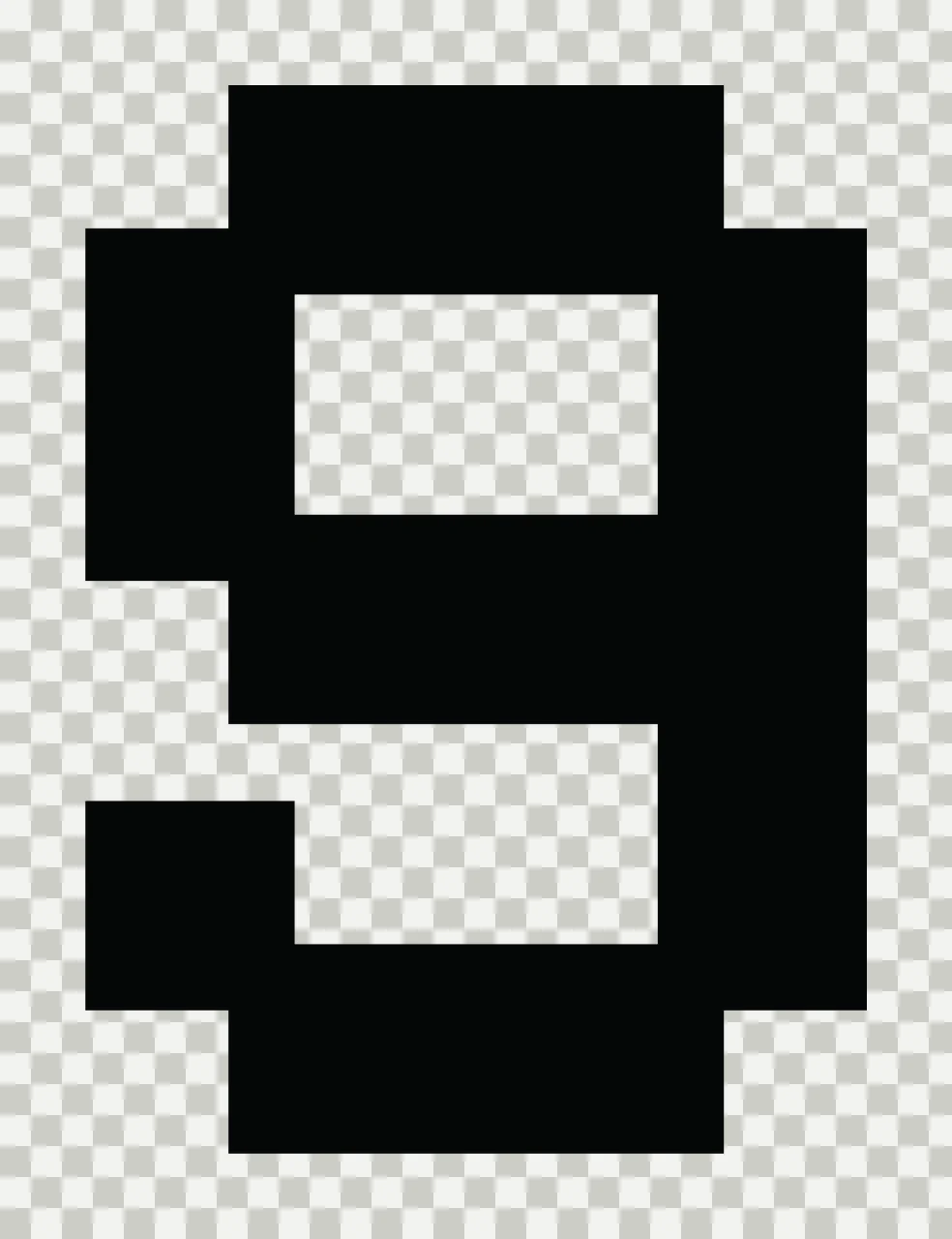 Number 9 Digit Nine Created In Black Pixel numeral art white transparency and detail preview thumbnail