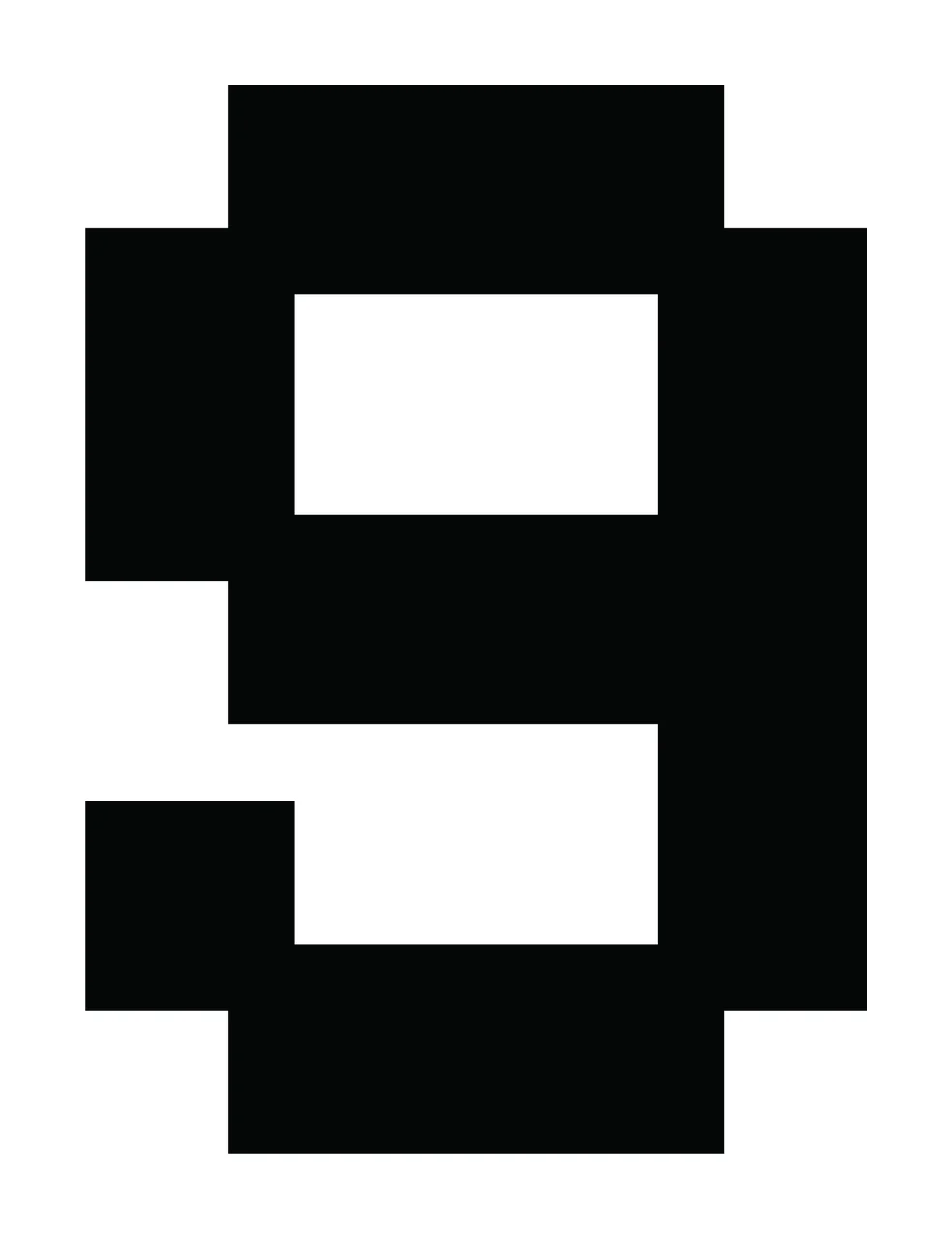 Number 9 Digit Nine Created In Black Pixel numeral art white
