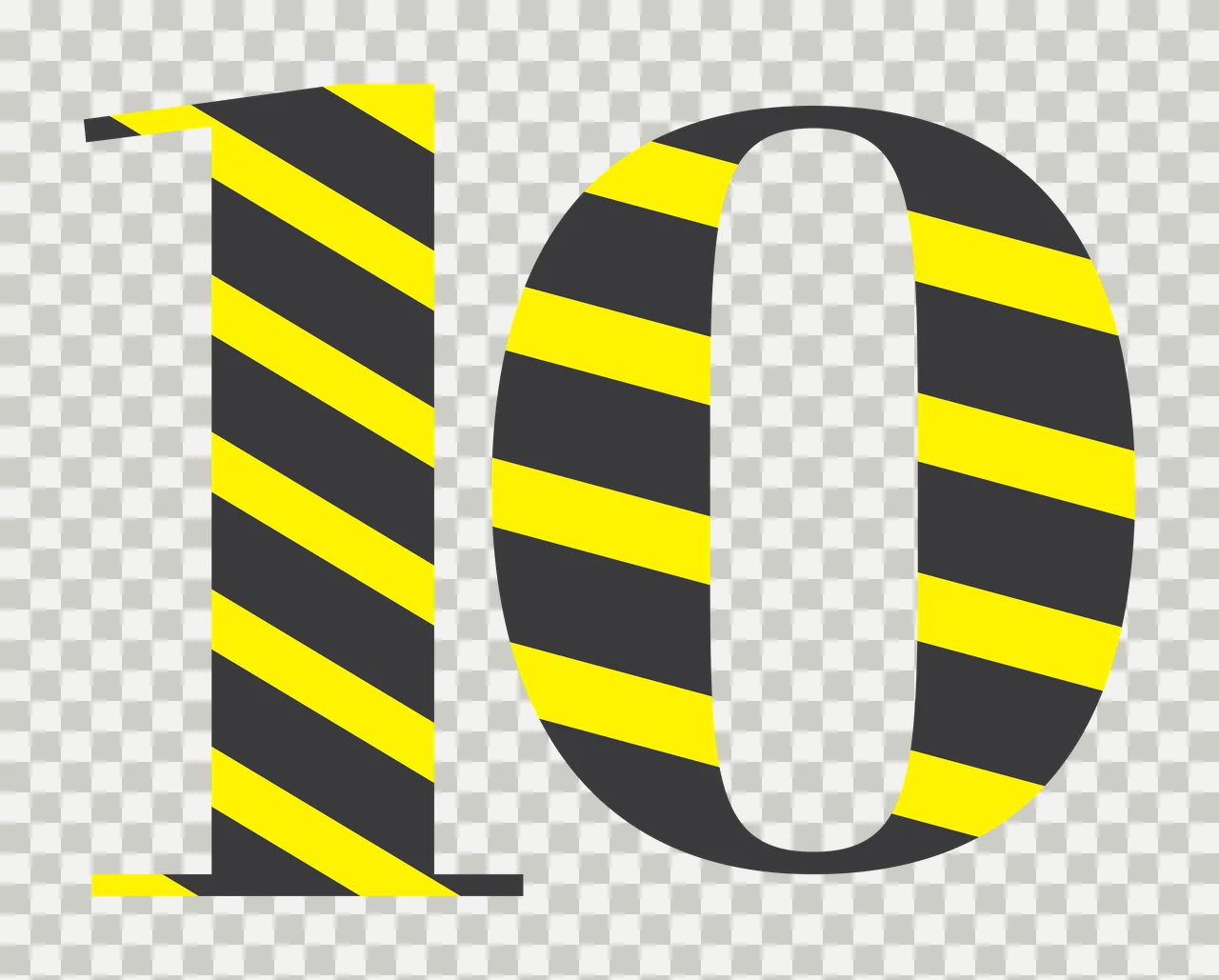 Number 10 Large Bold Ten With Subtle Diagonal lines typographic transparency and detail preview thumbnail