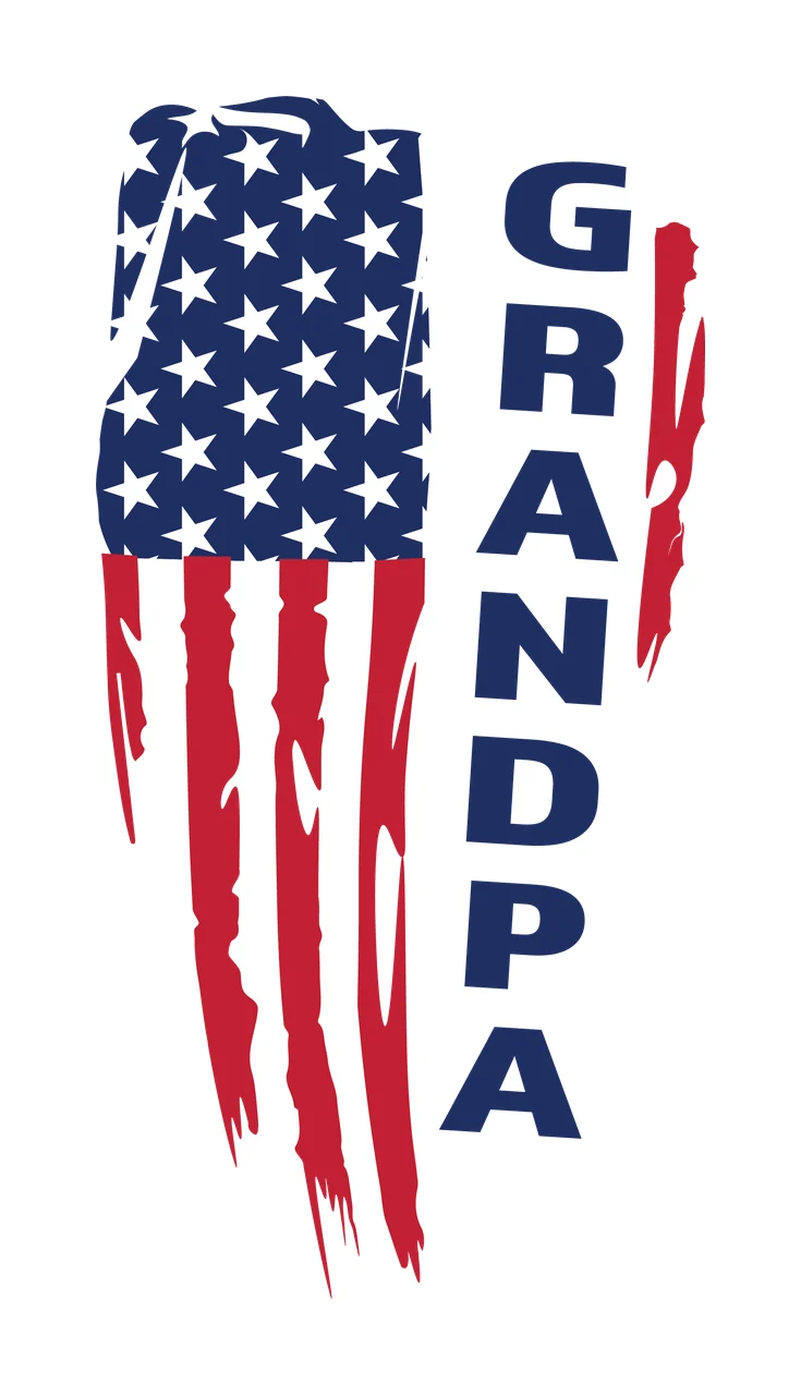 Flag Granpa With Stars black white typography 1 12 F16 USA HUGE 2024