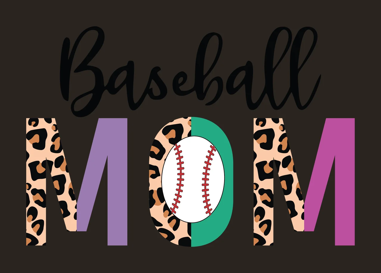 Baseball Mom Text With Animal Print typography silhouette black contrast preview thumbnail
