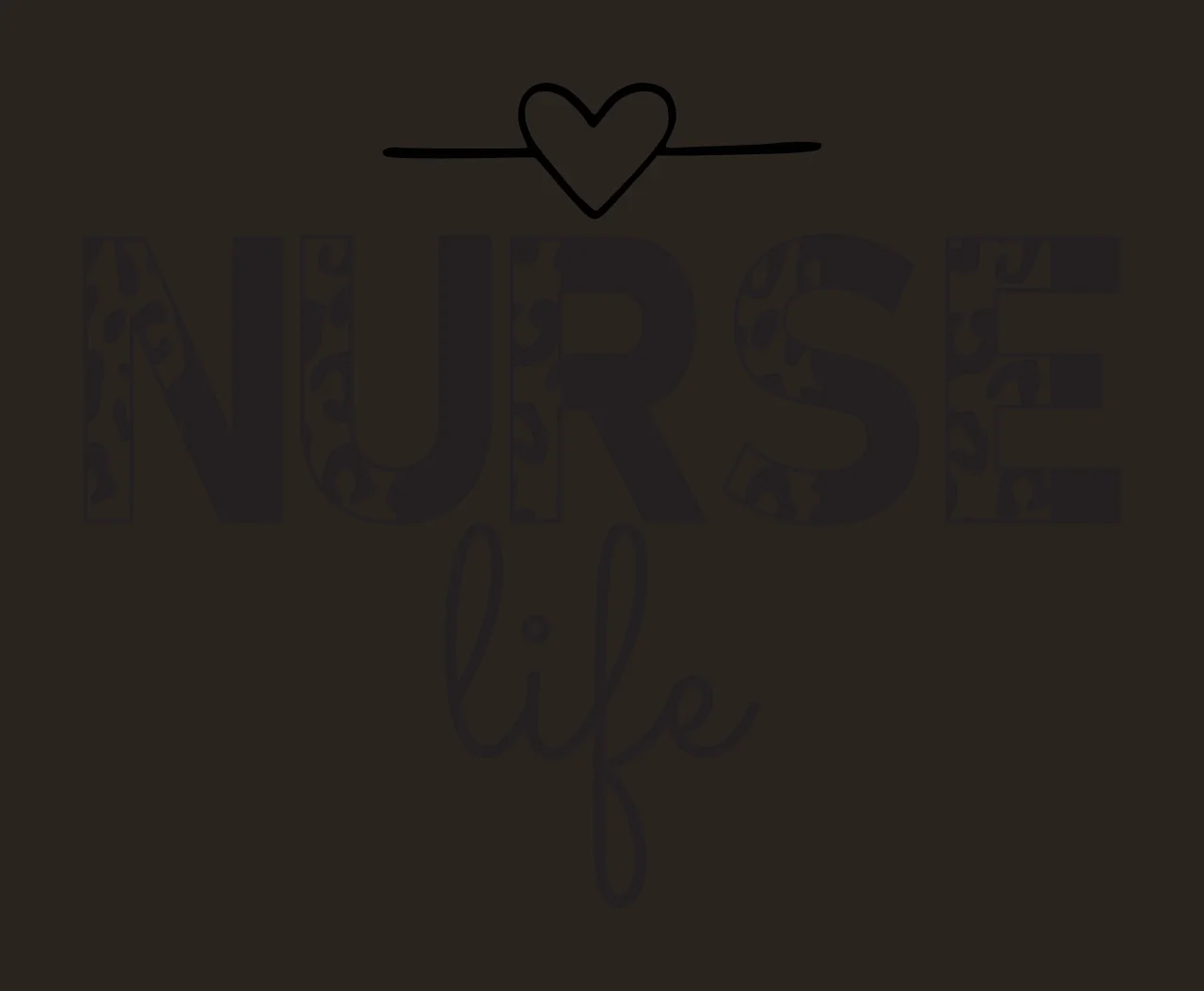 Nurse Life Text With Leopard Print And Heart typography black contrast preview thumbnail