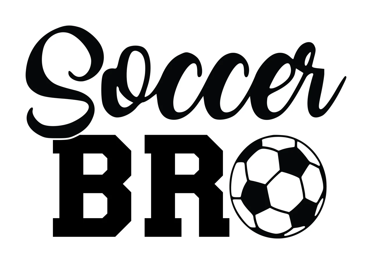 Soccer Bro Text Graphic With A Ball Icon and typography black