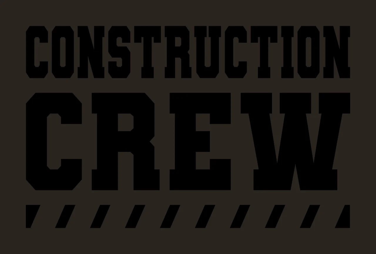 Construction Crew Text With Black Diagonal Hazard Bar typography contrast preview thumbnail