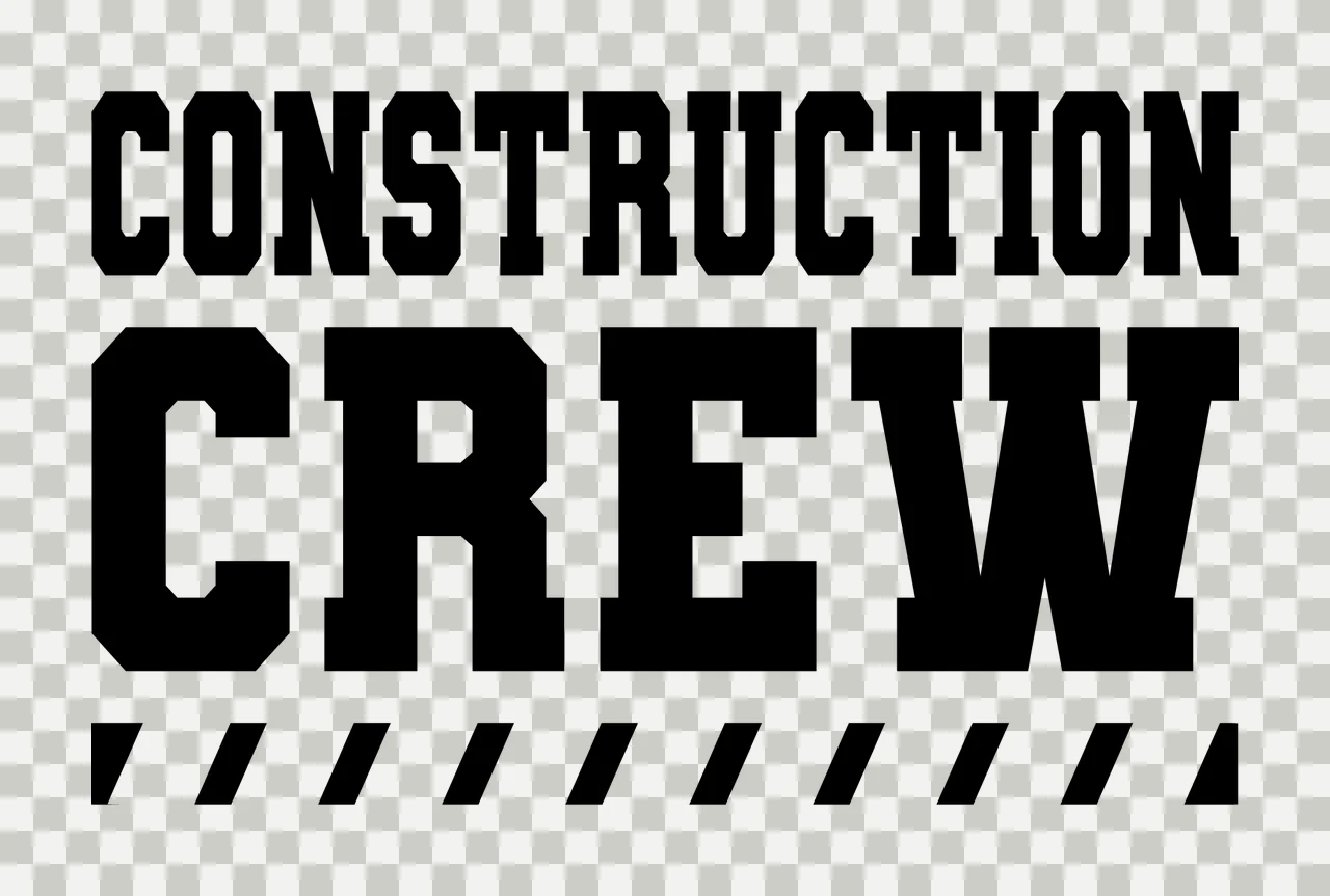 Construction Crew Text With Black Diagonal Hazard Bar typography transparency and detail preview thumbnail