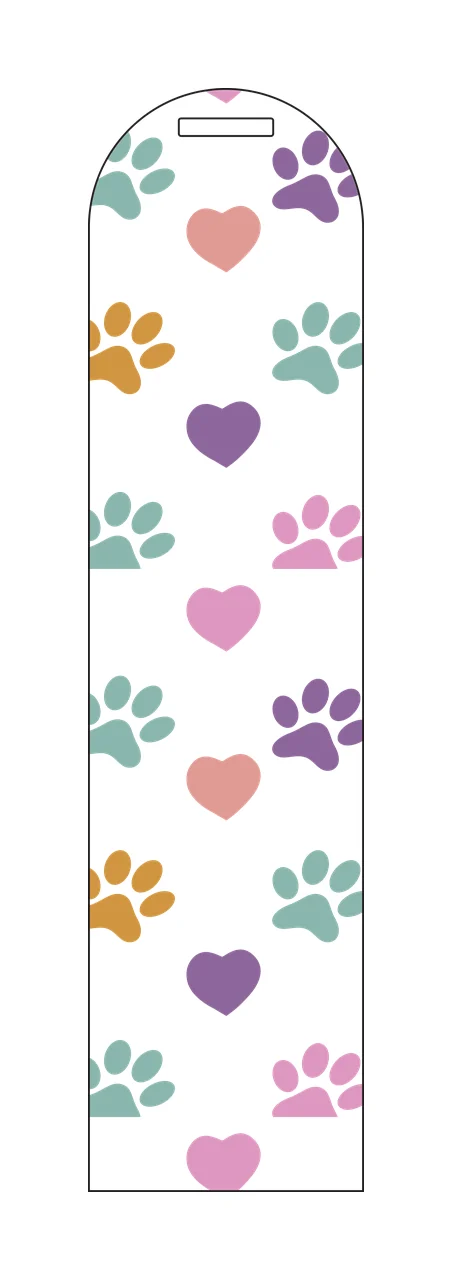 Paw Print And Heart Pattern hearts tag black white animal repeating