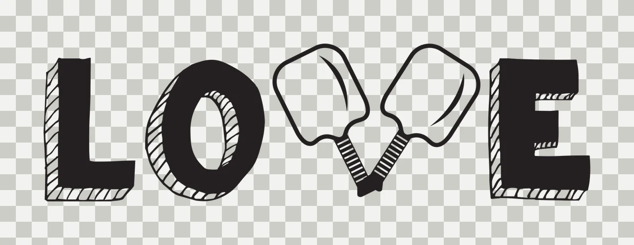Pickleball Love Text With Paddles forming word doodle black transparency and detail preview thumbnail