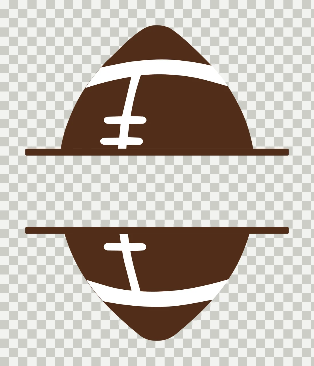 Football With Split And In Brown transparency and detail preview thumbnail