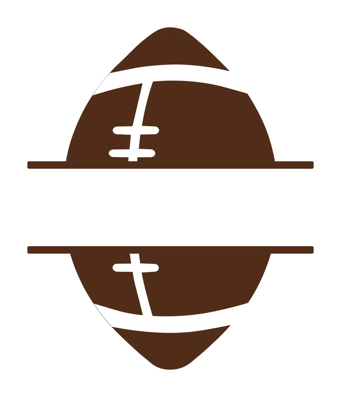 Football With Split And In Brown