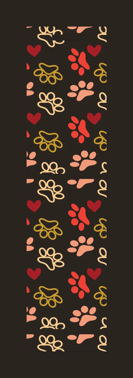 Vertical Animal Paw Print Pattern prints hearts black white contrast preview thumbnail