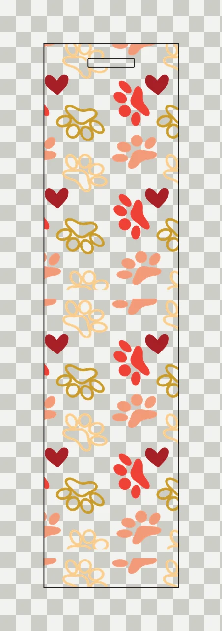 Vertical Animal Paw Print Pattern prints hearts black white transparency and detail preview thumbnail