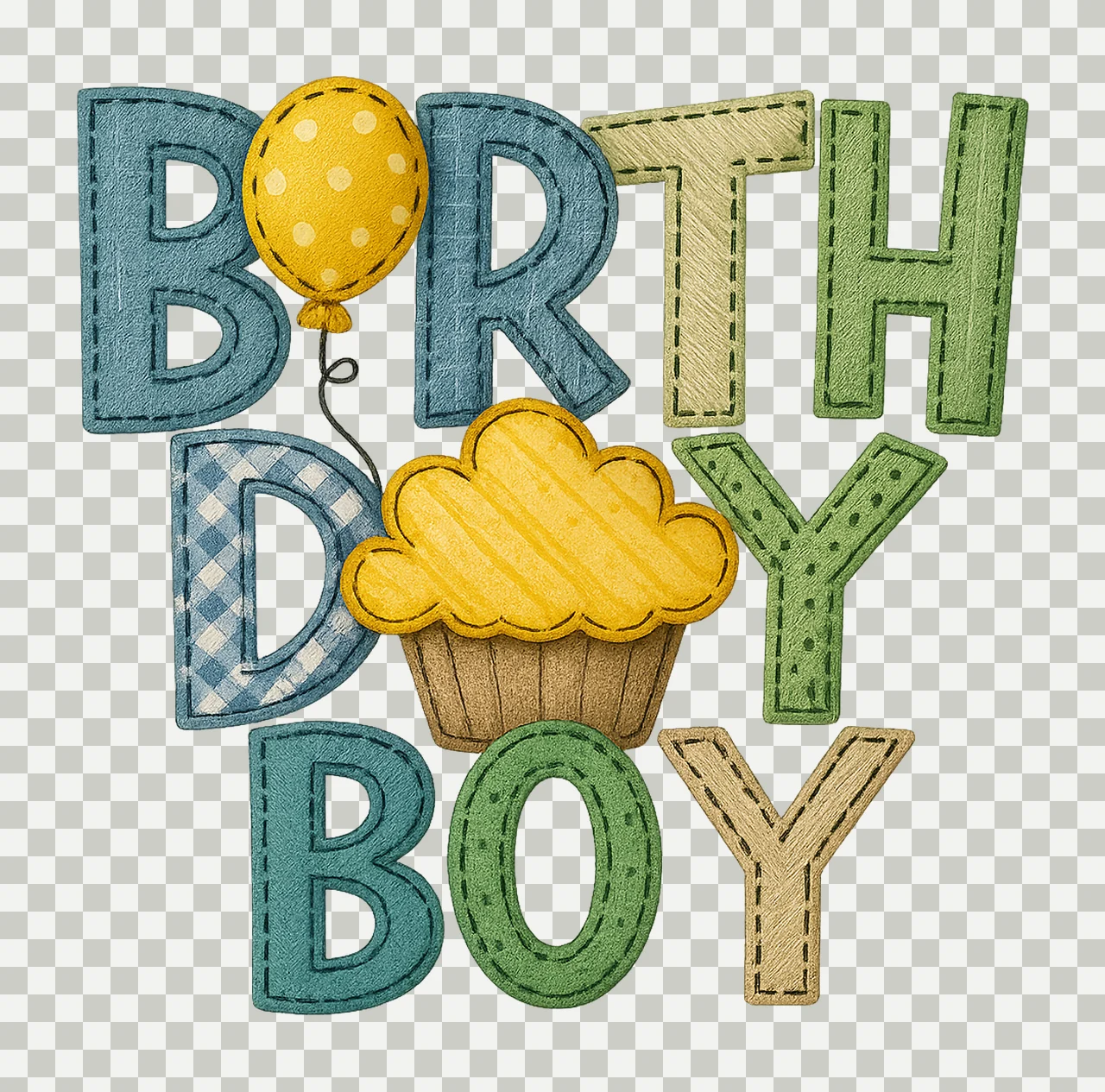 Birthday Boy Faux Applique Sublimation Design Kids Birthday transparency and detail preview thumbnail
